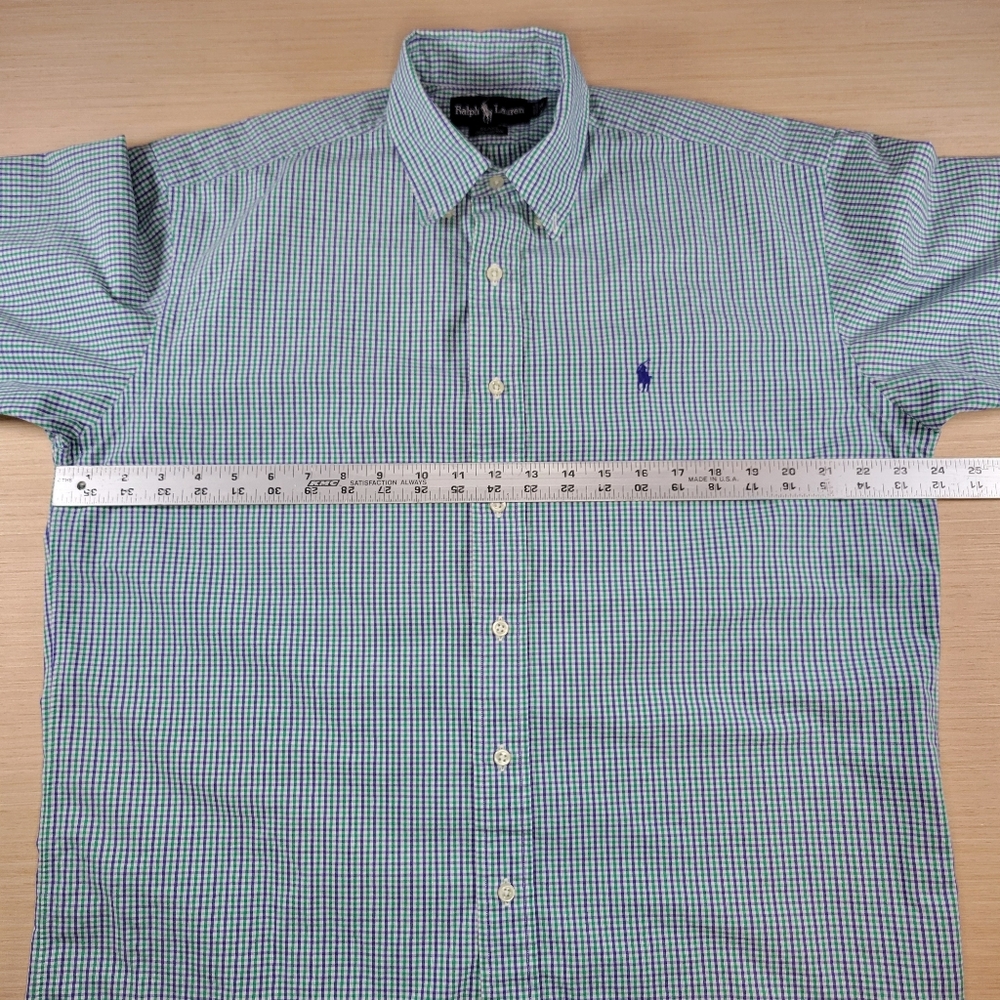 Polo Ralph Lauren Blake Gingham Short Sleeve Shirt Mens M Green Purple Preppy - Picture 6 of 8